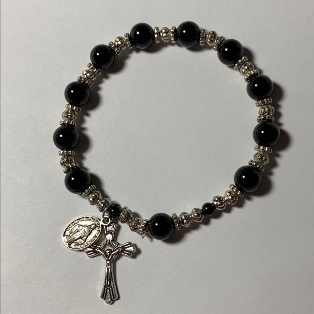 Men’s Onyx Stretch Rosary Bracelet